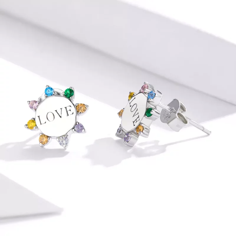 (imagen para) Estilo Pandora Pendientes de Tuerca Dulce Amor - SCE892 - Ver 3