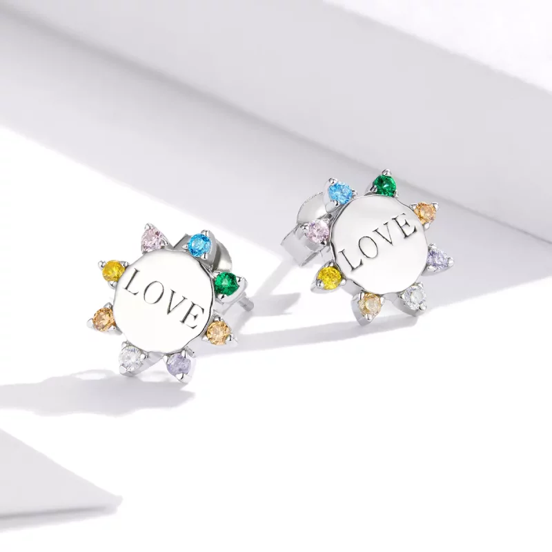 (imagen para) Estilo Pandora Pendientes de Tuerca Dulce Amor - SCE892 - Ver 4