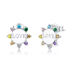 Estilo Pandora Pendientes de Tuerca Dulce Amor - SCE892 (imagen para) Estilo Pandora Pendientes de Tuerca Dulce Amor - SCE892