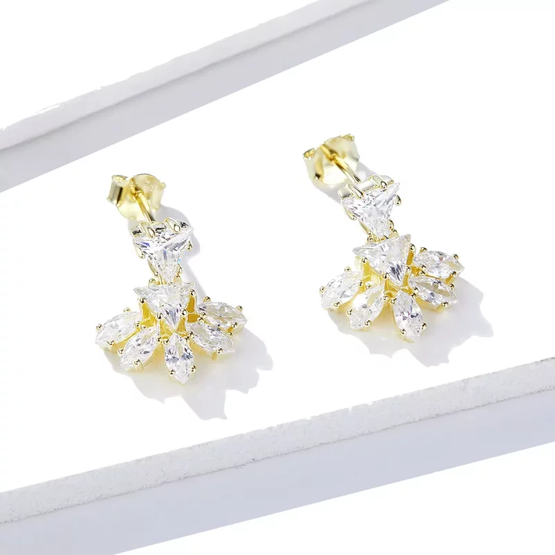 (imagen para) Estilo Pandora Recuerdos Dorados Pendientes de Tuerca - BSE226 - Ver 3