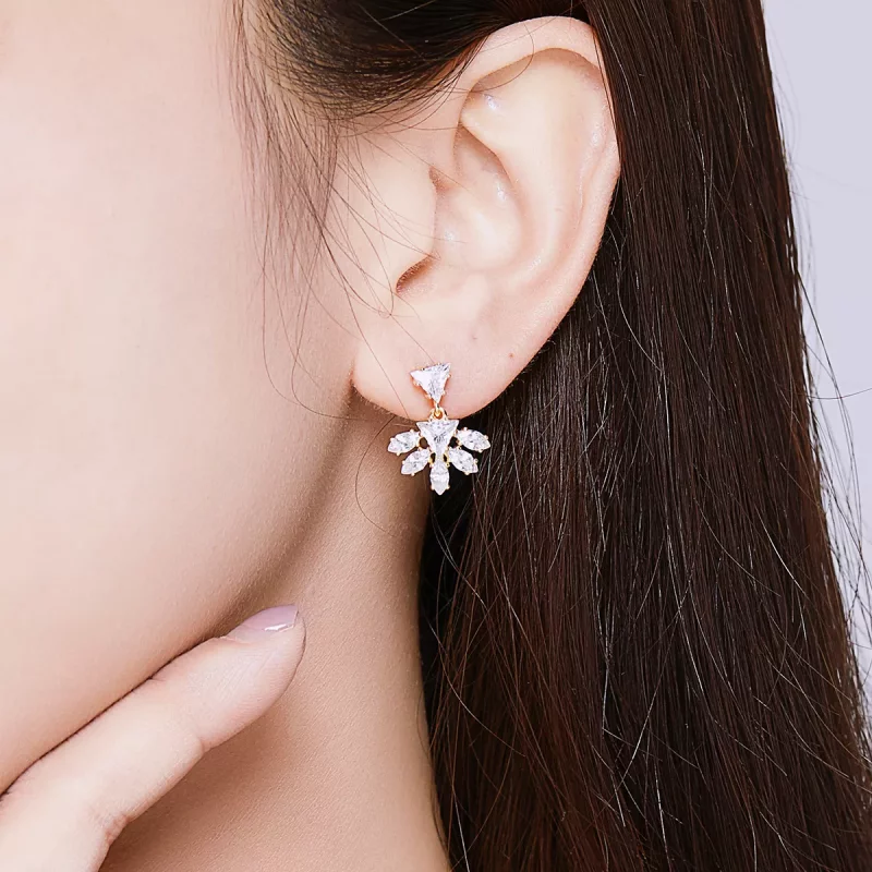 (imagen para) Estilo Pandora Recuerdos Dorados Pendientes de Tuerca - BSE226 - Ver 5