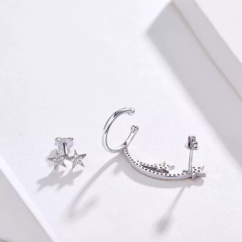 (imagen para) Estilo Pandora Serie Estrella - Pendientes de Estrella de Meteorito - BSE087 - Ver 11