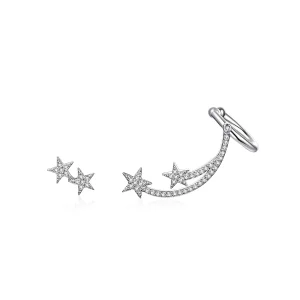 (imagen para) Estilo Pandora Serie Estrella - Pendientes de Estrella de Meteorito - BSE087