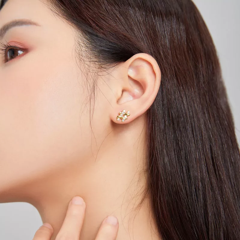 (imagen para) Estilo Pandora Símbolo Secreto - Pendientes de Tuerca - SCE1071 - Ver 3