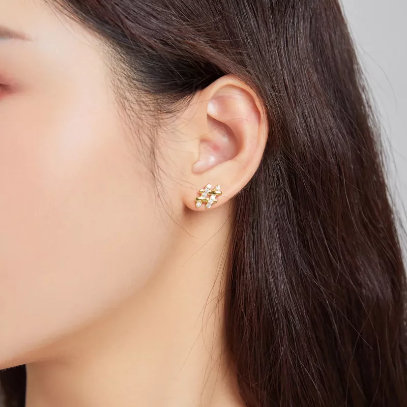 (imagen para) Estilo Pandora Símbolo Secreto - Pendientes de Tuerca - SCE1071 - Ver 4