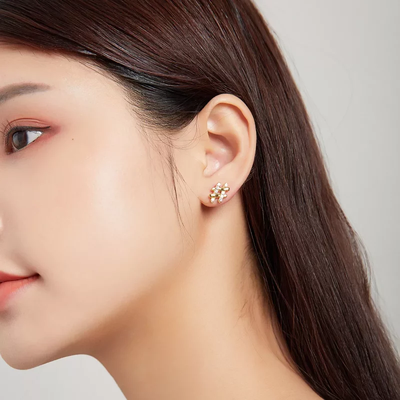 (imagen para) Estilo Pandora Símbolo Secreto - Pendientes de Tuerca - SCE1071 - Ver 5