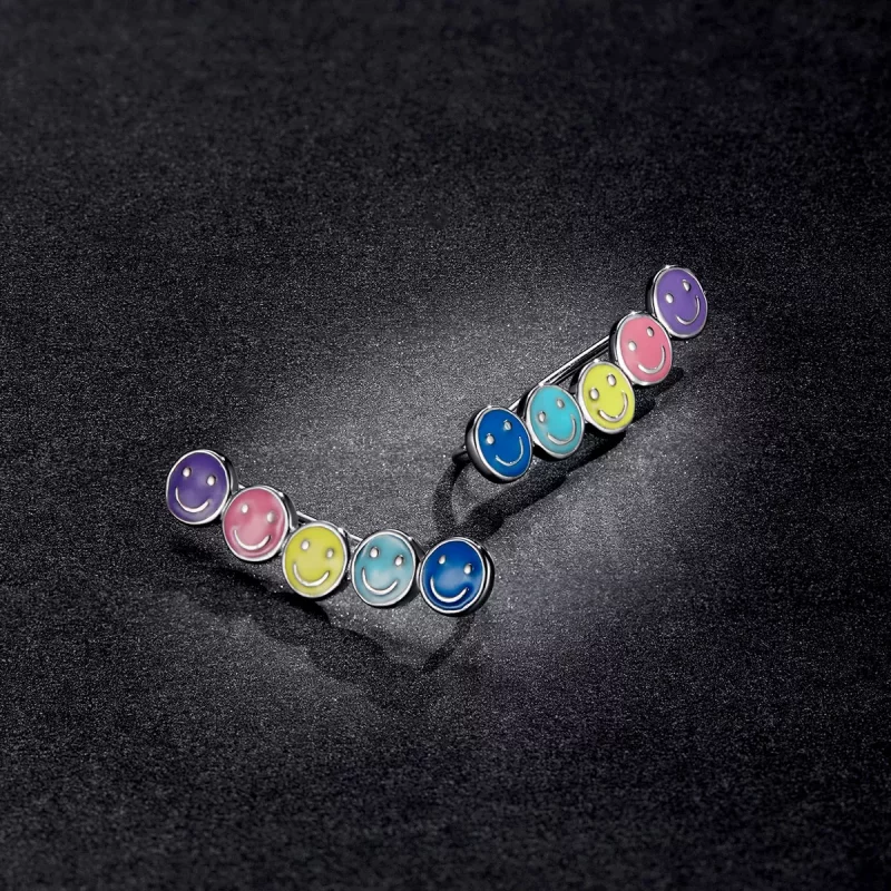 (imagen para) Estos aretes de botón con cara sonriente y estilo Pandora son coloridos - BSE553 - Ver 5