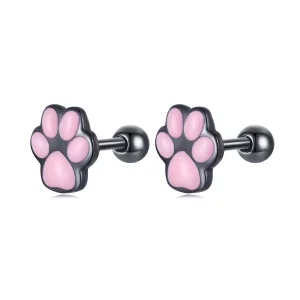 (imagen para) Estos aretes de botón con diseño estilo Pandora y forma de lindas huellas de gato - SCE1516