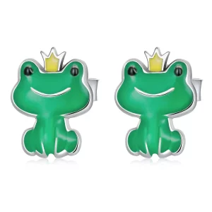 Estos aretes de botón con estilo Pandora presentan unos divertidos y pequeños sapos - SCE1380 (imagen para) Estos aretes de botón con estilo Pandora presentan unos divertidos y pequeños sapos - SCE1380