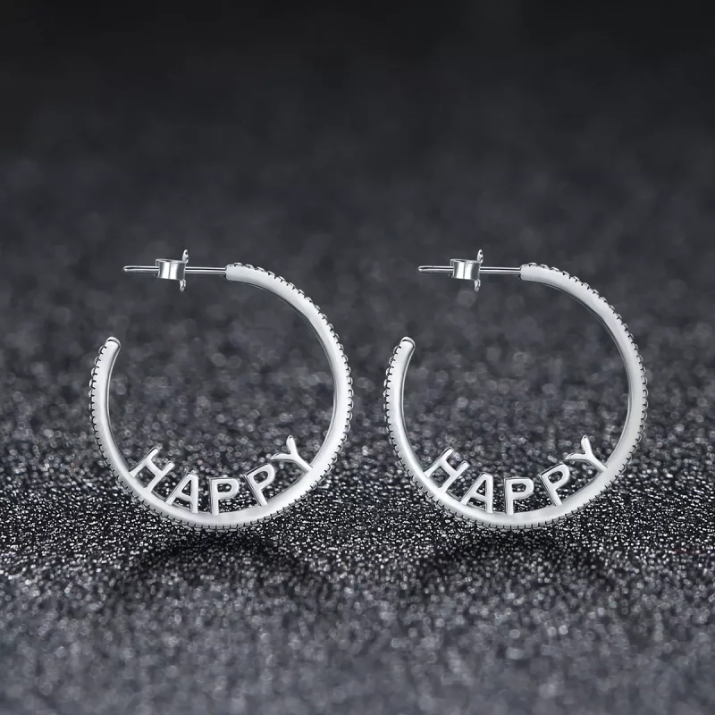 (imagen para) Estos aretes de botón de estilo Pandora Happy Wishes - VSE087 - Ver 2
