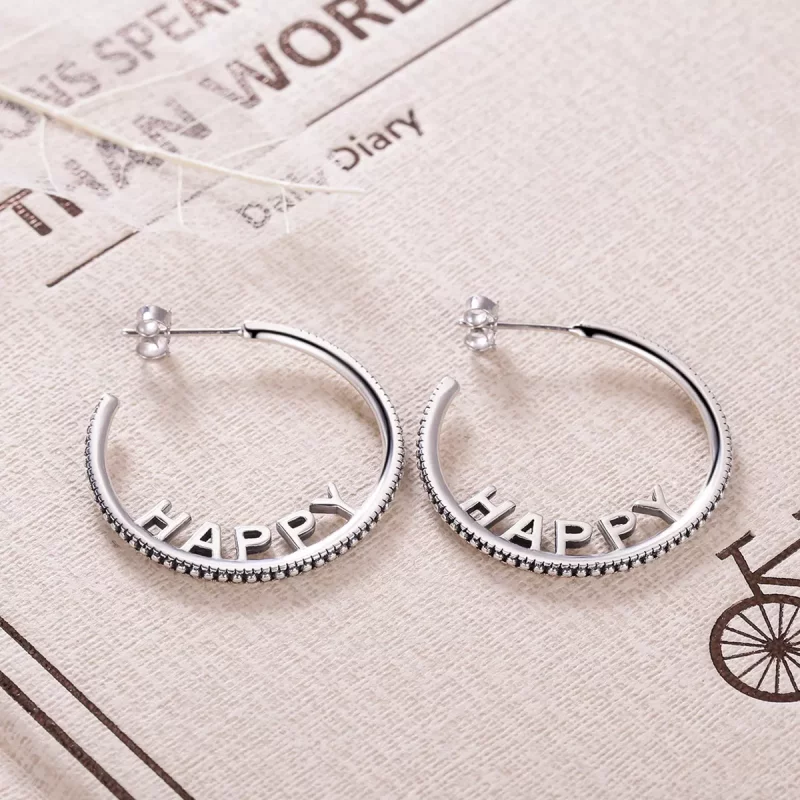 (imagen para) Estos aretes de botón de estilo Pandora Happy Wishes - VSE087 - Ver 3