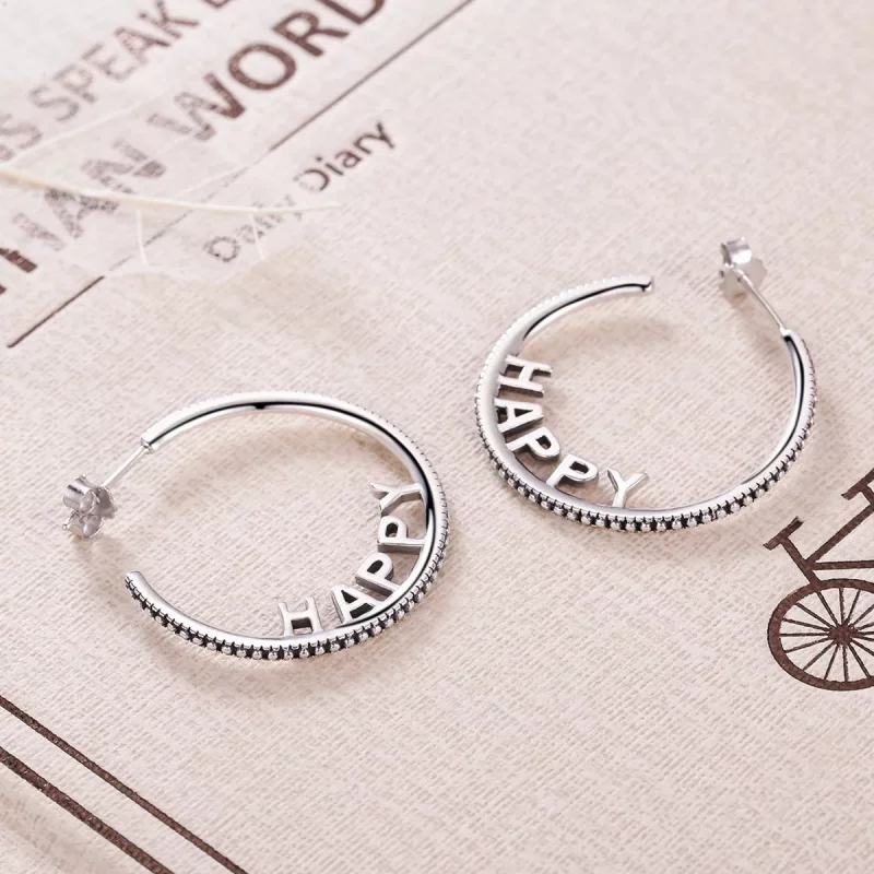 (imagen para) Estos aretes de botón de estilo Pandora Happy Wishes - VSE087 - Ver 4