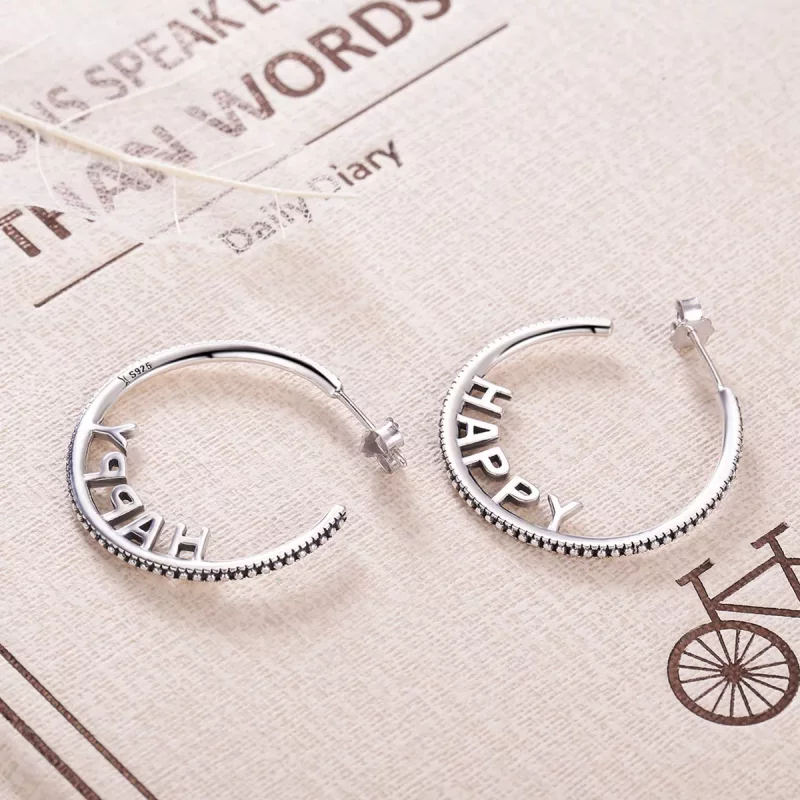 (imagen para) Estos aretes de botón de estilo Pandora Happy Wishes - VSE087 - Ver 5