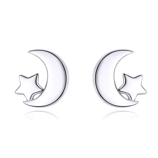 (imagen para) Estos aretes de botón de estilo Pandora tienen forma de luna y estrellas - SCE726