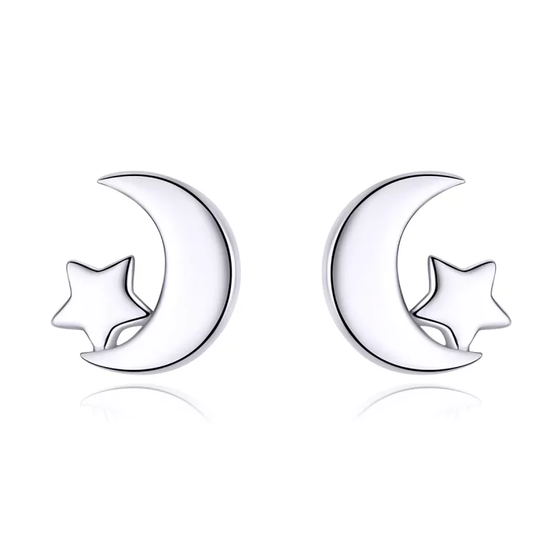 (imagen para) Estos aretes de botón de estilo Pandora tienen forma de luna y estrellas - SCE726