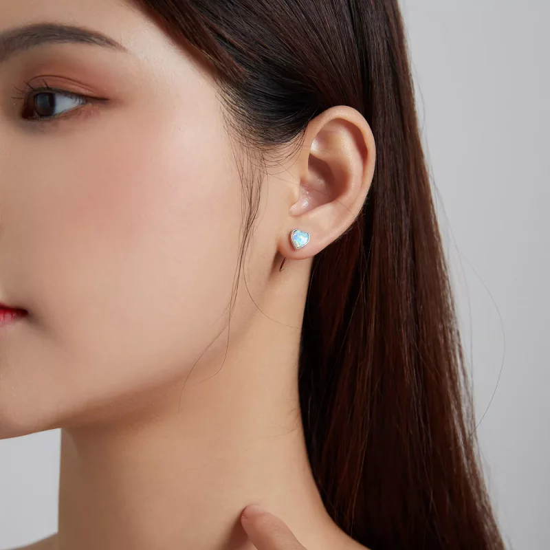 (imagen para) Estos aretes de botón estilo Pandora Aurora Romance - BSE499 - Ver 6
