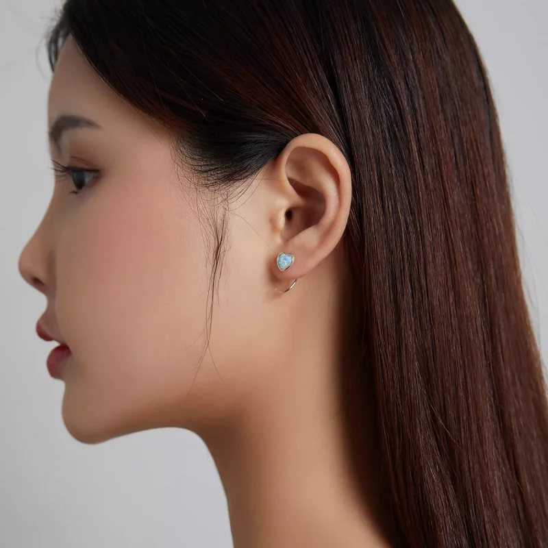 (imagen para) Estos aretes de botón estilo Pandora Aurora Romance - BSE499 - Ver 7