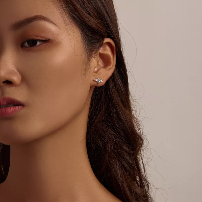 (imagen para) Estos aretes de botón estilo Pandora con abejas coloridas - BSE559 - Ver 6