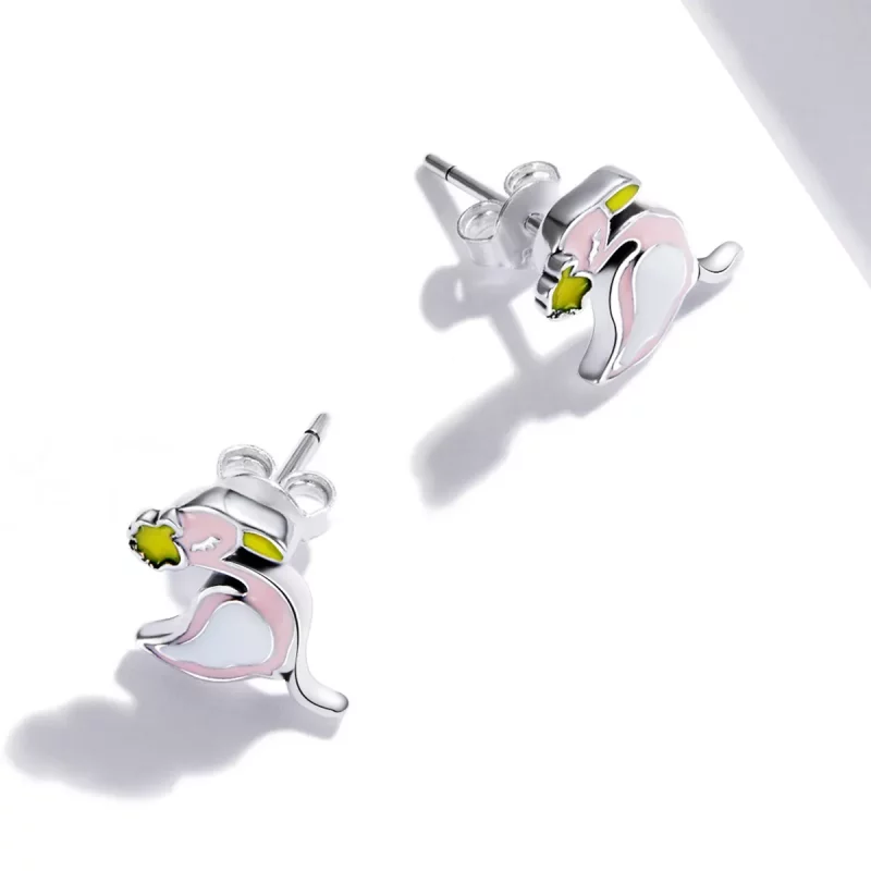 (imagen para) Estos aretes de botón estilo Pandora con flamencos rosados - SCE1276 - Ver 3