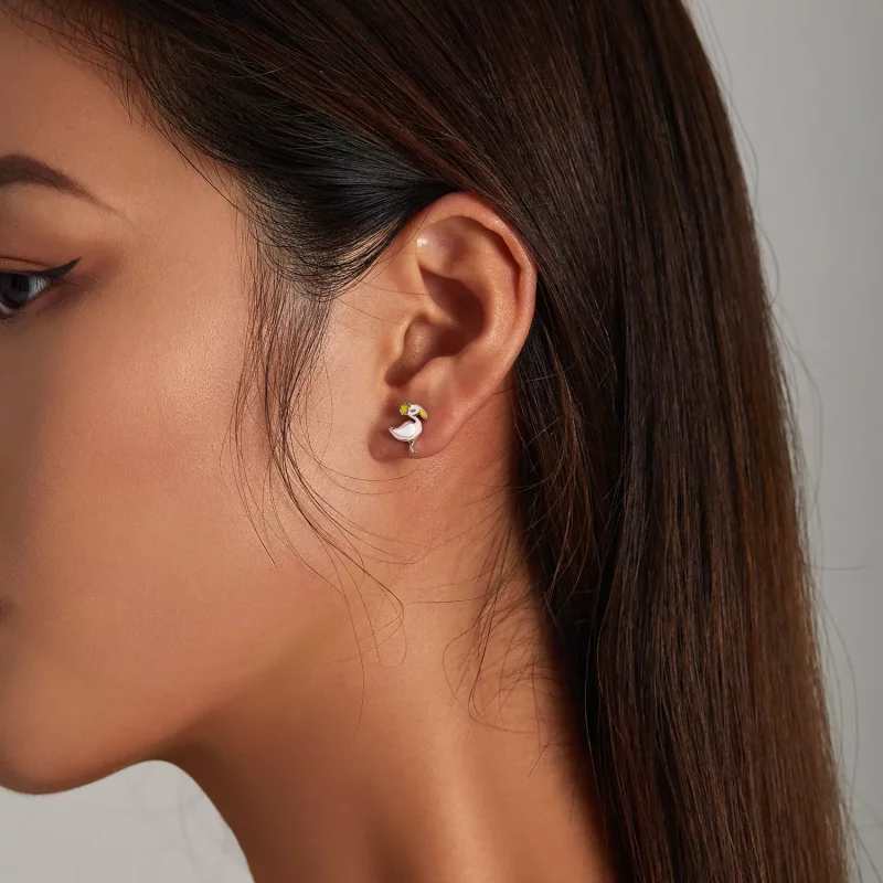 (imagen para) Estos aretes de botón estilo Pandora con flamencos rosados - SCE1276 - Ver 6