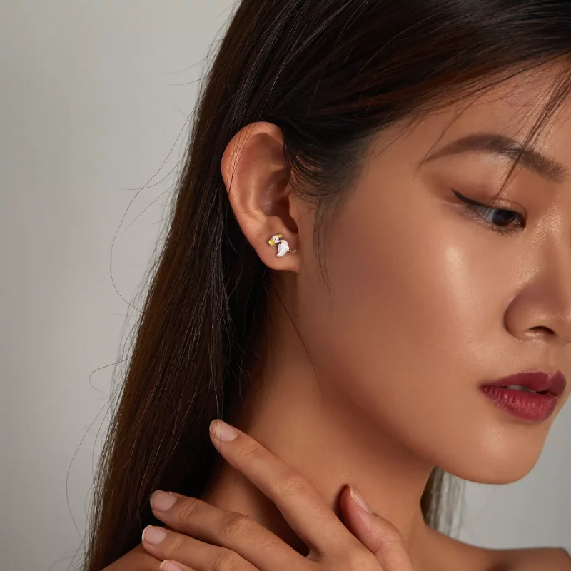 (imagen para) Estos aretes de botón estilo Pandora con flamencos rosados - SCE1276 - Ver 7