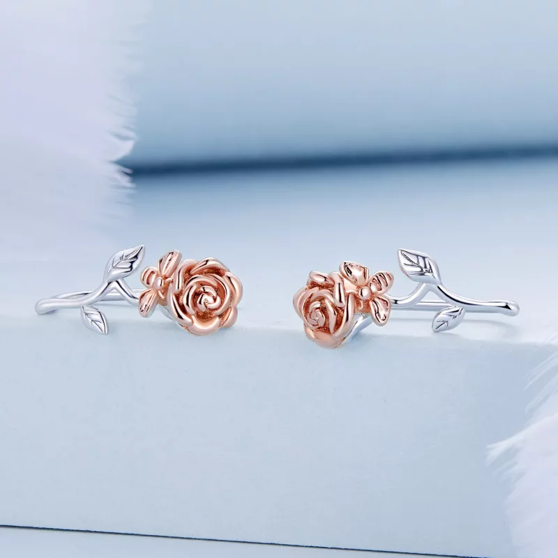 (imagen para) Estos aretes de botón estilo Pandora en tono rosa - BSE682 - Ver 2