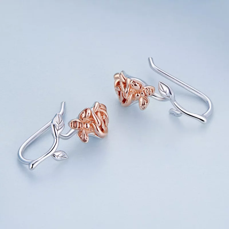 (imagen para) Estos aretes de botón estilo Pandora en tono rosa - BSE682 - Ver 3