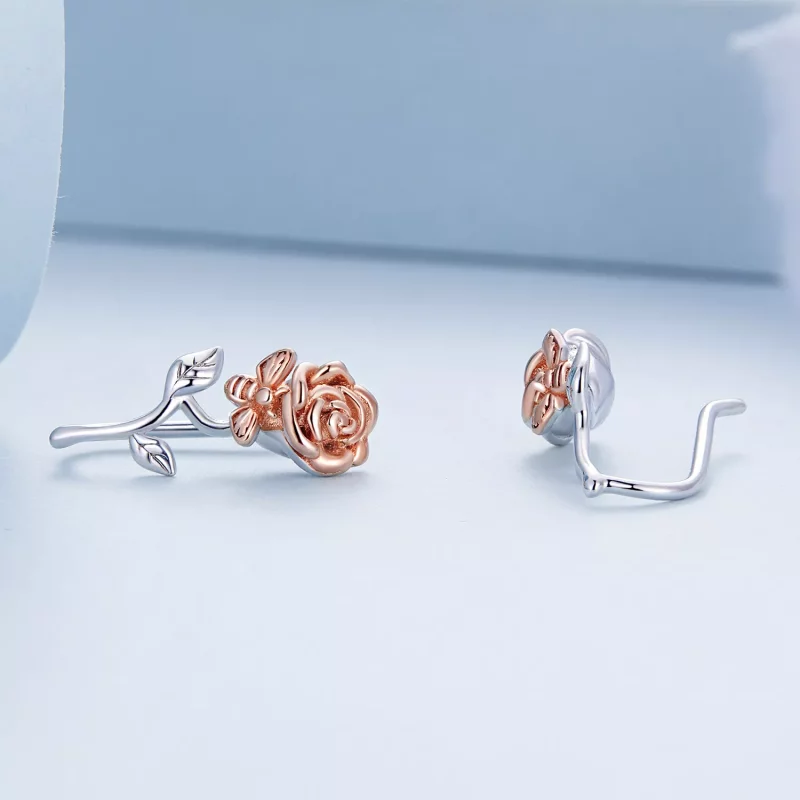 (imagen para) Estos aretes de botón estilo Pandora en tono rosa - BSE682 - Ver 4