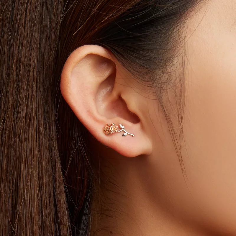 (imagen para) Estos aretes de botón estilo Pandora en tono rosa - BSE682 - Ver 5