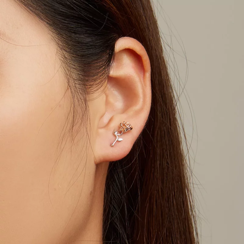(imagen para) Estos aretes de botón estilo Pandora en tono rosa - BSE682 - Ver 8