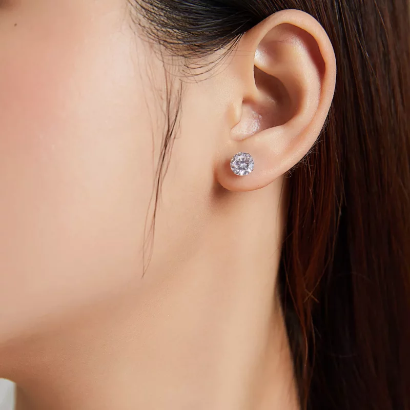 (imagen para) Estos aretes de estilo Pandora con cuatro garras y circonitas - BSE166 - Ver 5