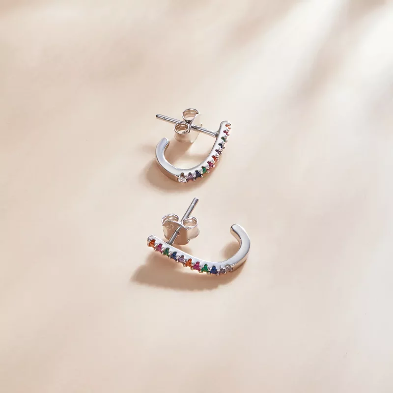(imagen para) Estos aretes de estilo Pandora con forma de bastón de Navidad - SCE1167-A - Ver 2