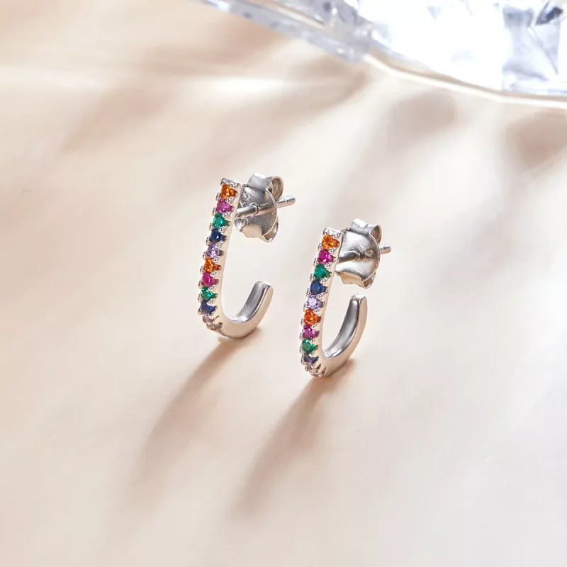 (imagen para) Estos aretes de estilo Pandora con forma de bastón de Navidad - SCE1167-A - Ver 3