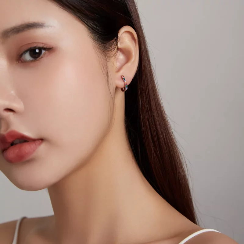 (imagen para) Estos aretes de estilo Pandora con forma de bastón de Navidad - SCE1167-A - Ver 4