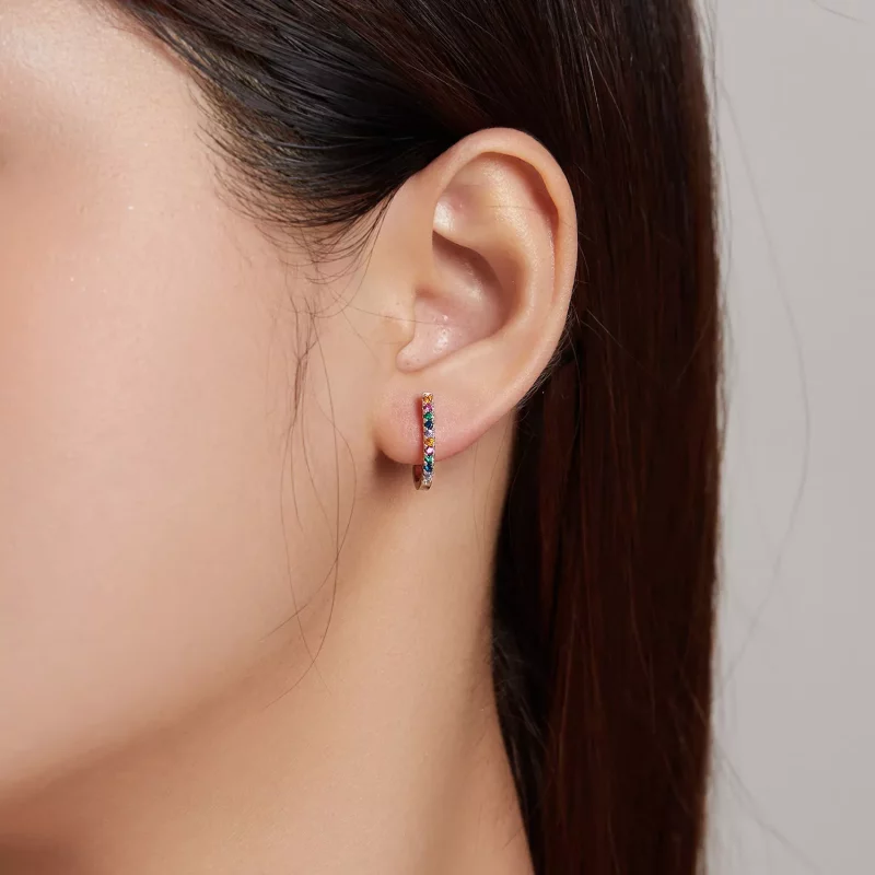 (imagen para) Estos aretes de estilo Pandora con forma de bastón de Navidad - SCE1167-A - Ver 5
