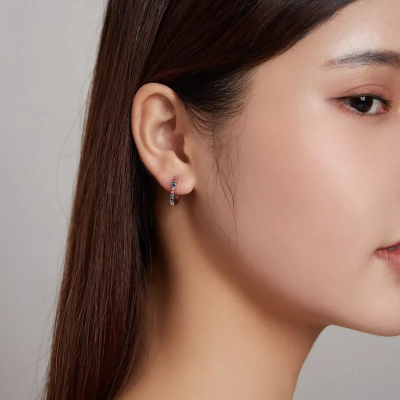 (imagen para) Estos aretes de estilo Pandora con forma de bastón de Navidad - SCE1167-A - Ver 6