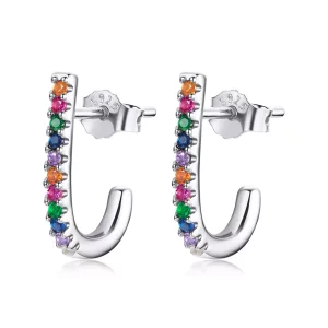 (imagen para) Estos aretes de estilo Pandora con forma de bastón de Navidad - SCE1167-A