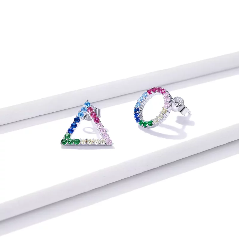 (imagen para) Estos aretes de estilo Pandora con forma geométrica - BSE482 - Ver 3