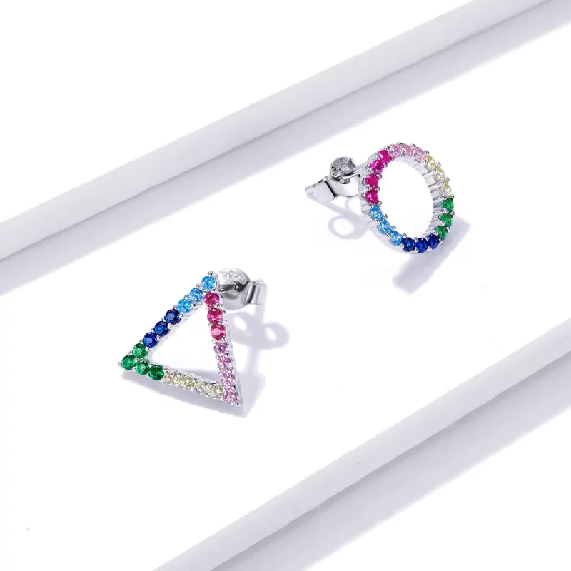 (imagen para) Estos aretes de estilo Pandora con forma geométrica - BSE482 - Ver 4