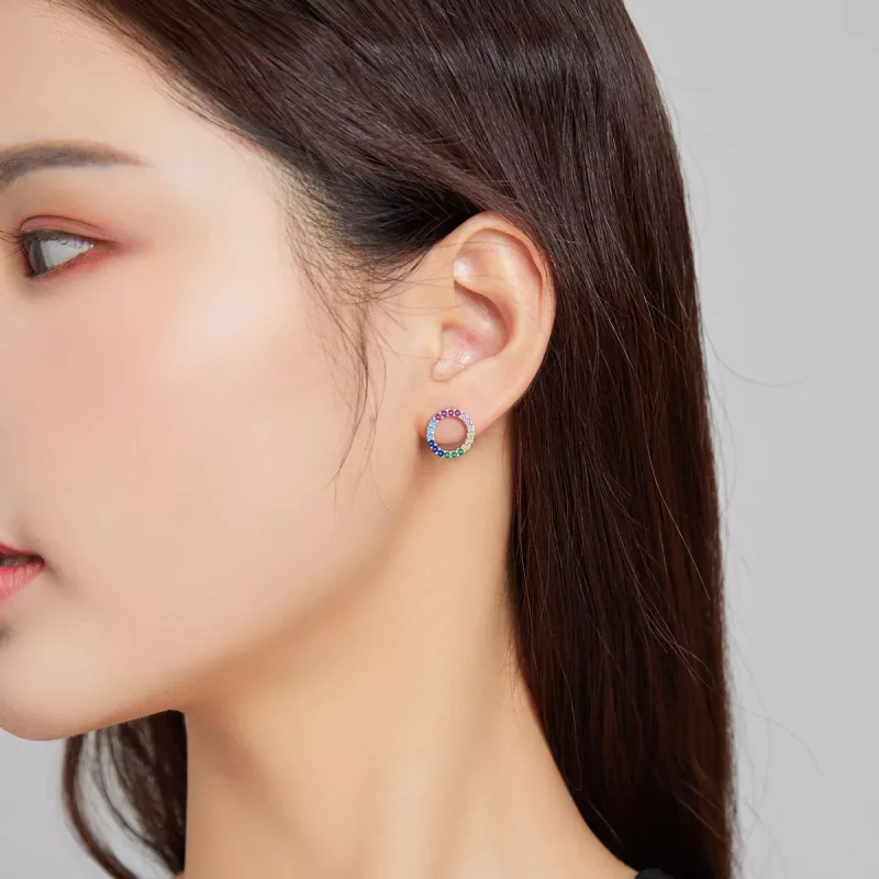 (imagen para) Estos aretes de estilo Pandora con forma geométrica - BSE482 - Ver 6