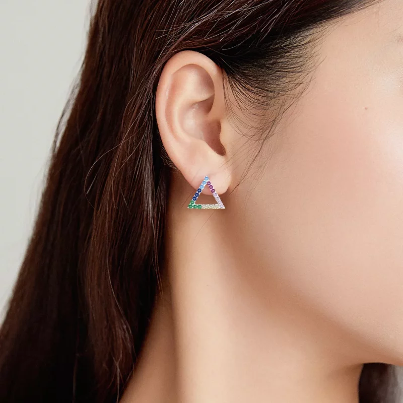 (imagen para) Estos aretes de estilo Pandora con forma geométrica - BSE482 - Ver 7