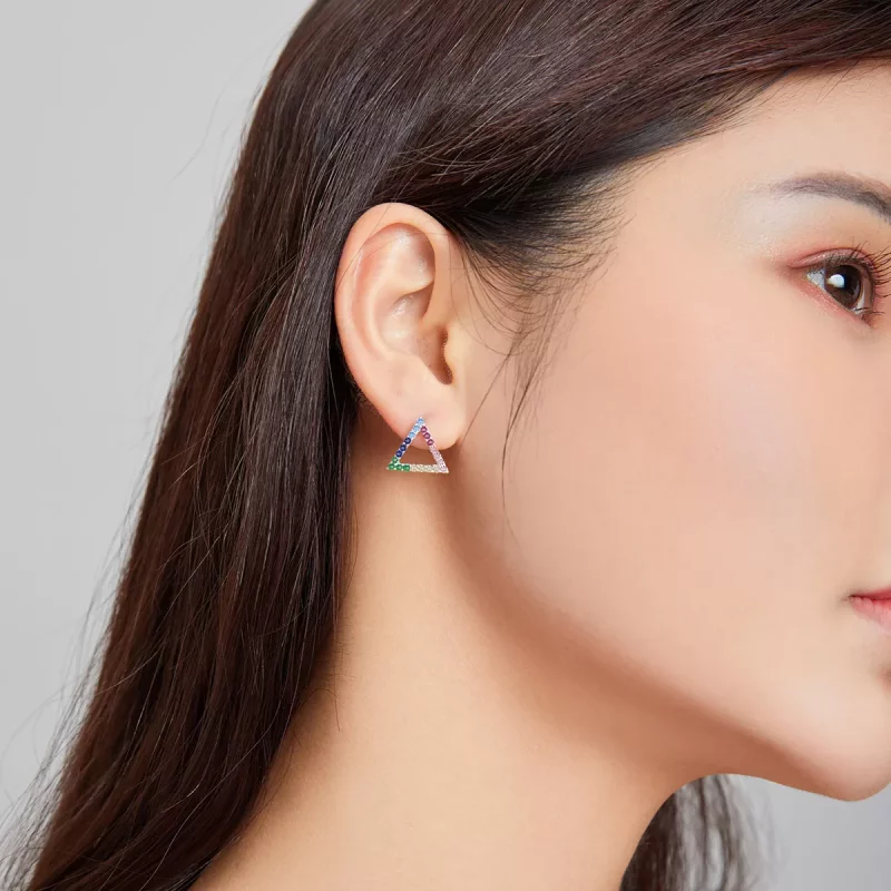 (imagen para) Estos aretes de estilo Pandora con forma geométrica - BSE482 - Ver 9