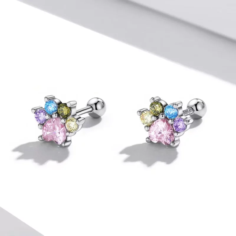 (imagen para) Estos aretes de garra lindos estilo Pandora con circonitas coloridas - SCE1334 - Ver 2