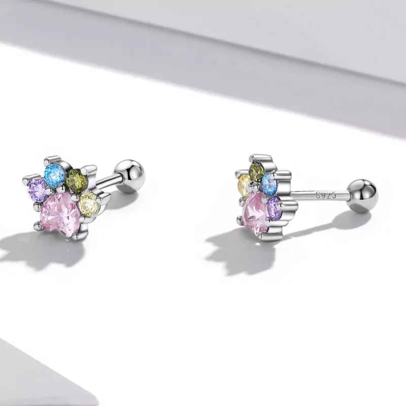 (imagen para) Estos aretes de garra lindos estilo Pandora con circonitas coloridas - SCE1334 - Ver 3