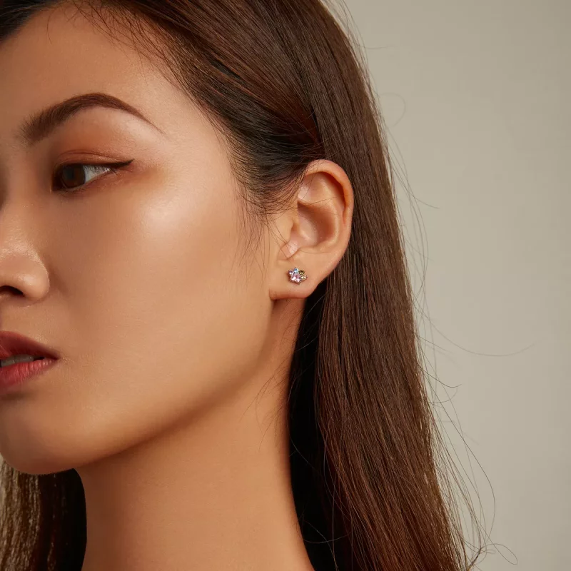 (imagen para) Estos aretes de garra lindos estilo Pandora con circonitas coloridas - SCE1334 - Ver 7