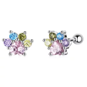 (imagen para) Estos aretes de garra lindos estilo Pandora con circonitas coloridas - SCE1334