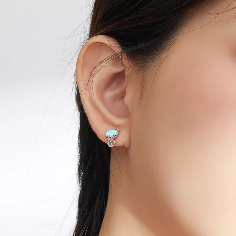 (imagen para) Estos aretes de pasador de gato lindos con estilo Pandora y ópalo - SCE828 - Ver 5
