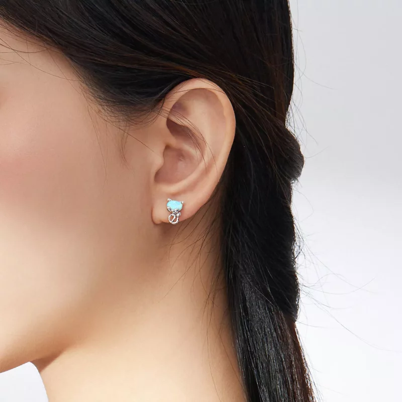 (imagen para) Estos aretes de pasador de gato lindos con estilo Pandora y ópalo - SCE828 - Ver 6