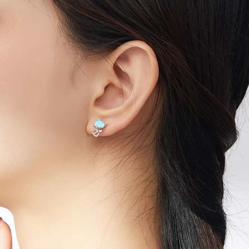 (imagen para) Estos aretes de pasador de gato lindos con estilo Pandora y ópalo - SCE828 - Ver 7
