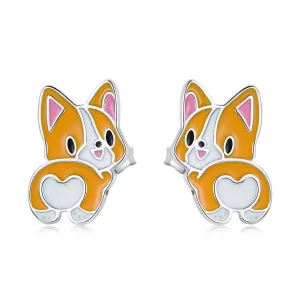 (imagen para) Estos aretes de perno estilo Pandora con un lindo diseño de Corgi - SCE1281